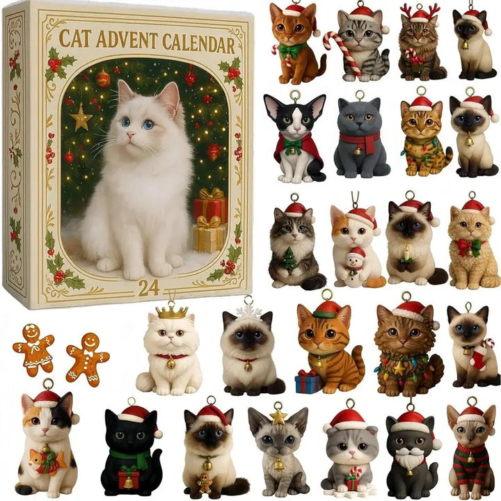 Calendrier de l'Avent festif avec 24 joyeux chats