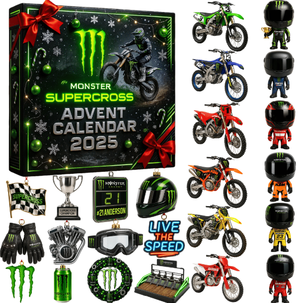 🔥 Édition Limitée – Seulement 100 ensembles disponibles ! 🏍️ Calendrier de l'Avent Monster Energy Supercross 2025