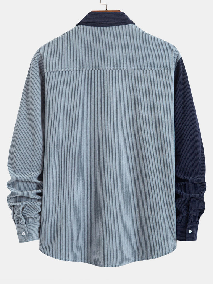 Camicia patchwork in velluto a coste e pantaloni dritti in velluto a coste