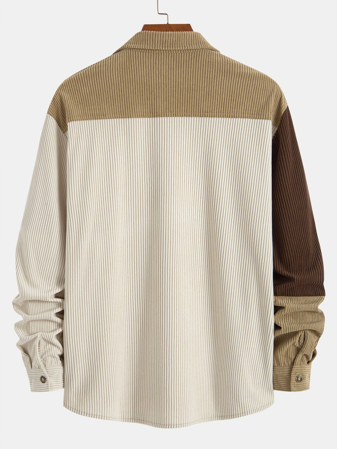 Camicia button-down in velluto a coste colorblock e pantaloni dritti in velluto a coste