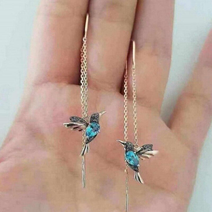 Orecchini con smalto colibrì e zirconia