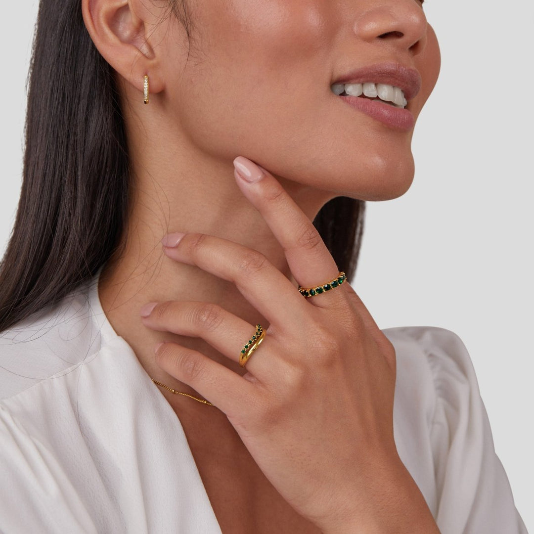 Mary - Anello sovrapposto in verde smeraldo