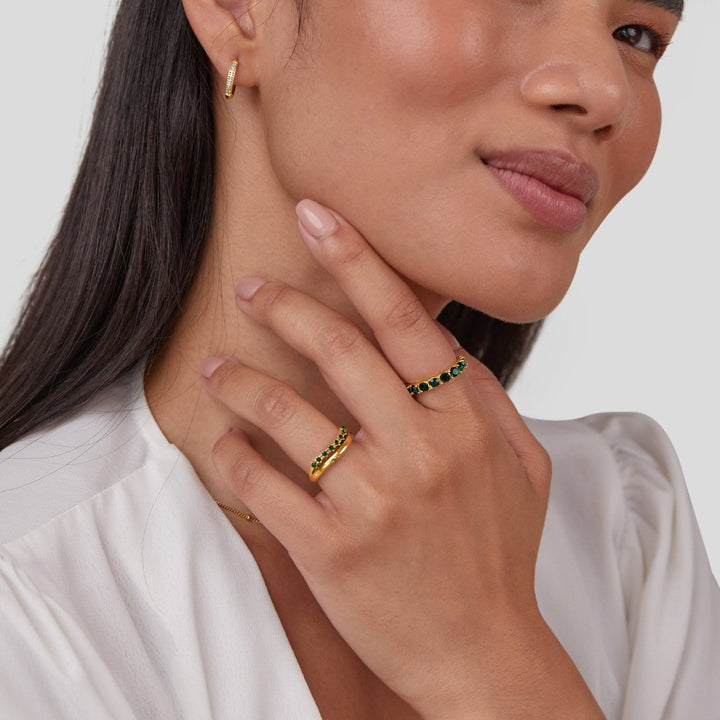 Mary - Anello sovrapposto in verde smeraldo