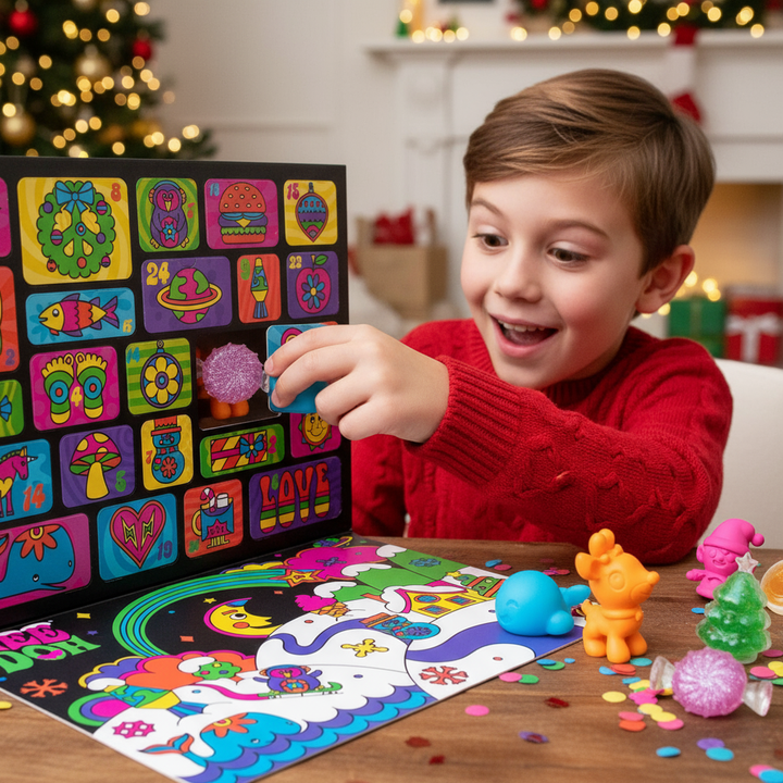 MerrySqueeze™ – Calendrier de l'Avent Festif avec 24 Jouets Fidget Amusants